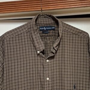 Ralph Lauren Men's Brown Plaid Shirt, 3XL TALL